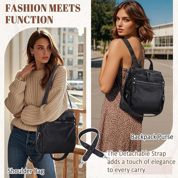 Women Backpack Purse Faux Leather Convertible Shoulder Bag Travel School main image 6